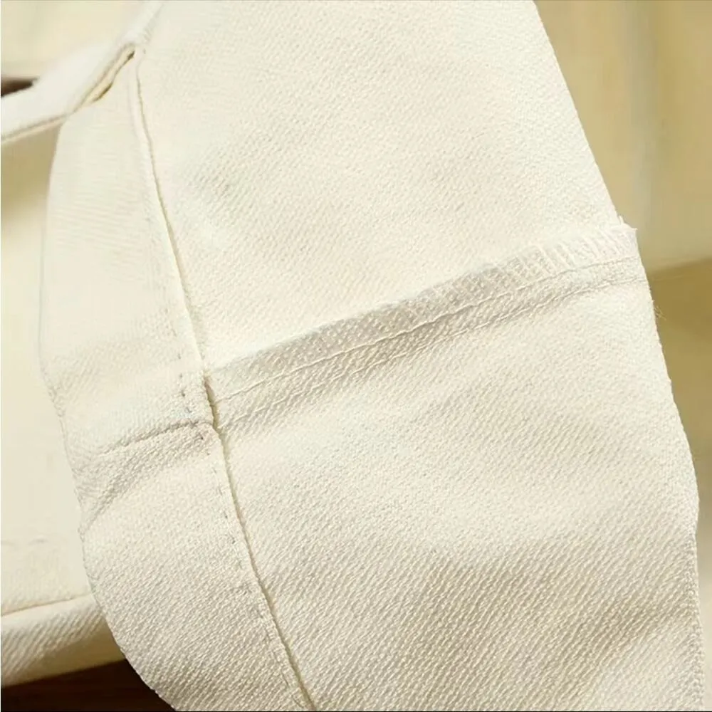 Letter Print Canvas tote reusable Shopping Bag book bag Gorpcore hippie vegan Black - Image 2