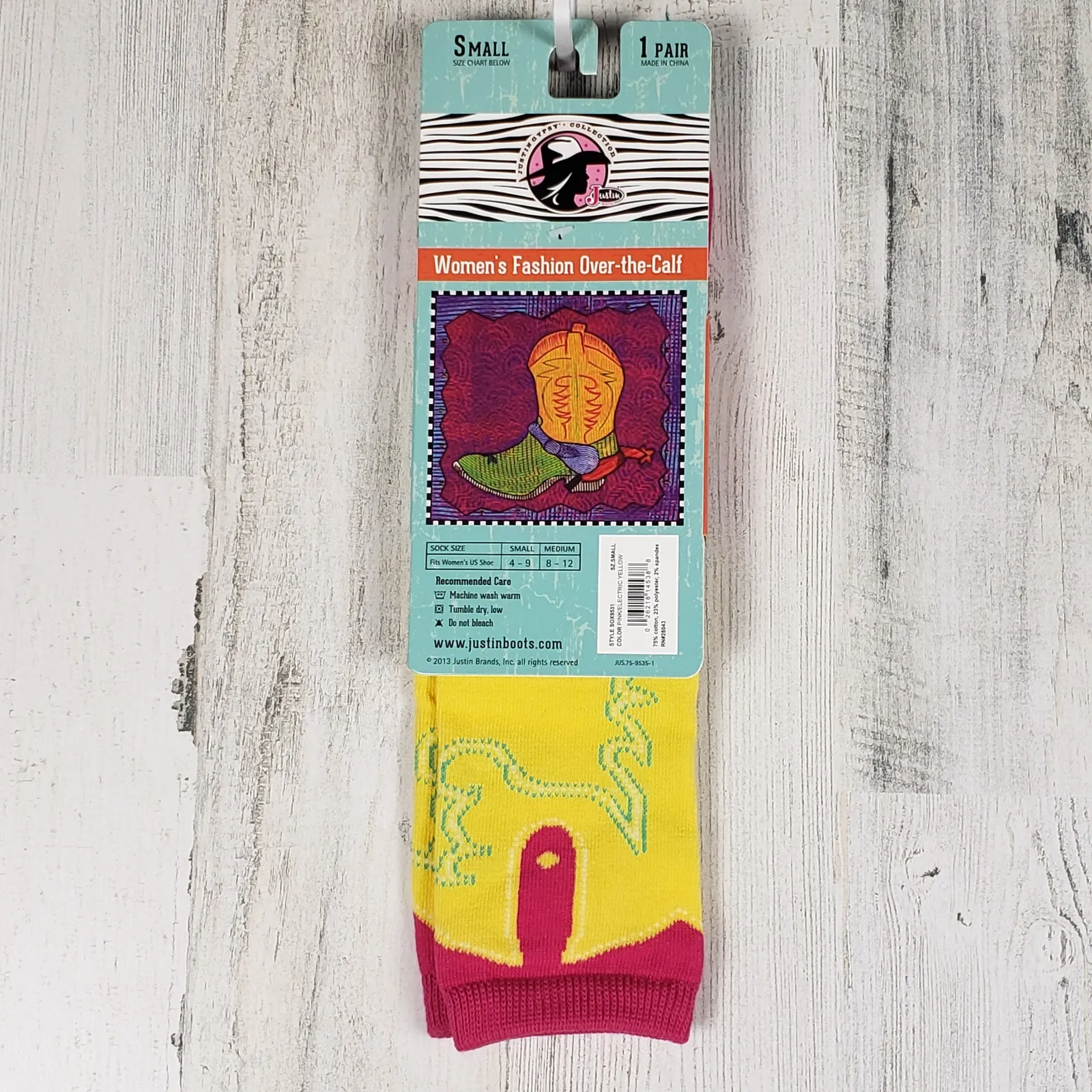 NWT Justin Boots Fashion Cushioned Sole Over The Calf Socks Women's Size Small - Image 4