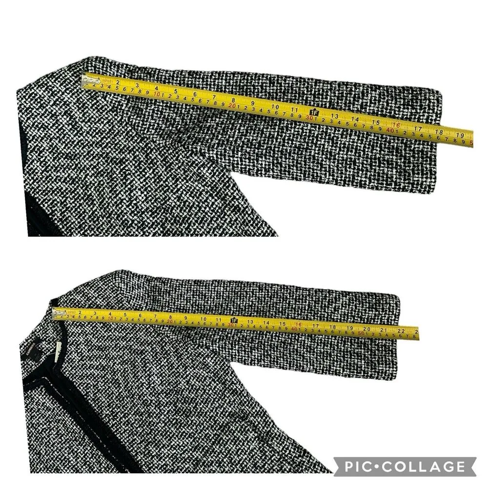 NEW Express $128 White Black Tweed Jacket Blazer Cropped 3/4 Sleeve Women’s 10 - Image 13