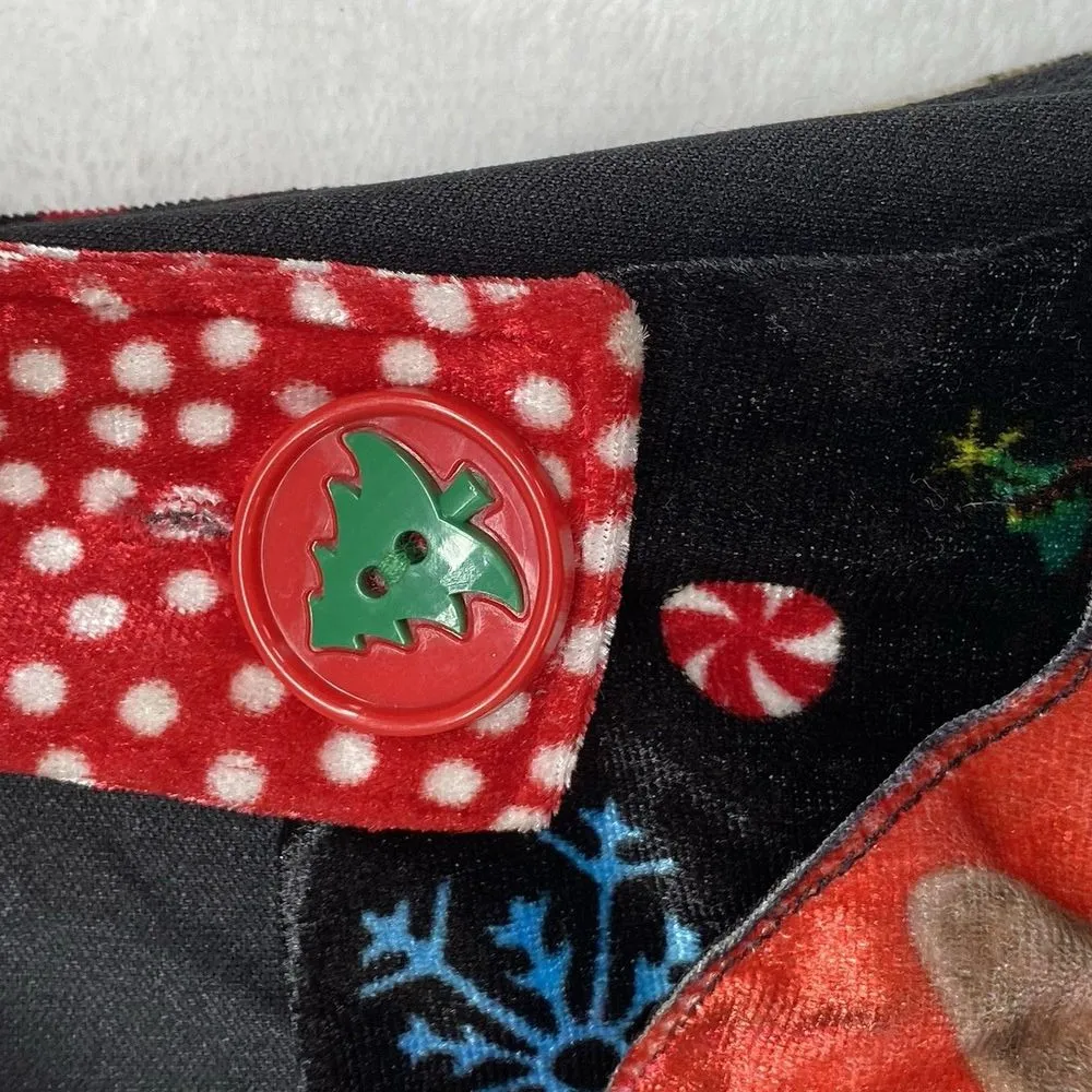 Love On A‎ Hanger Overalls Women's Medium Black Christmas Kitty Cat Velour - Image 3