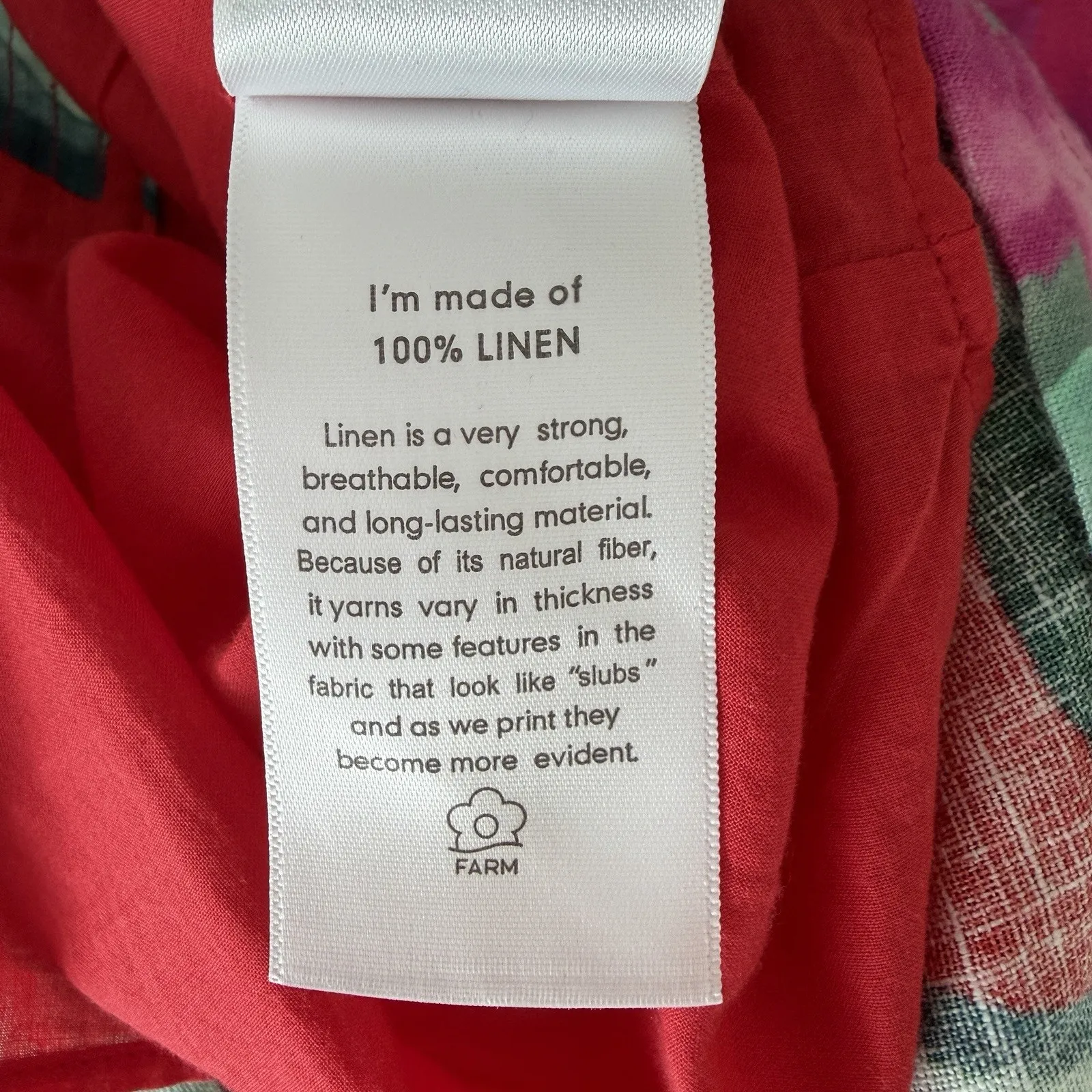 Farm Rio Dress XL Red Floral 100% Linen Tropical Summer Foliage Mini Resort - Image 11