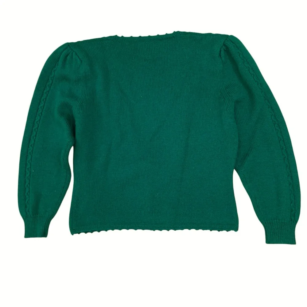 Vtg Sorta horsey sportswear Kirstin Collection coach horn cardigan Green Size L - Image 6