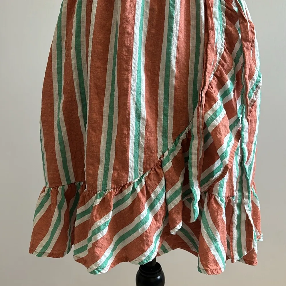 Lauren Conrad Faux Striped Wrap Mini Dress Ruffle Sleeves Size XS - Image 7