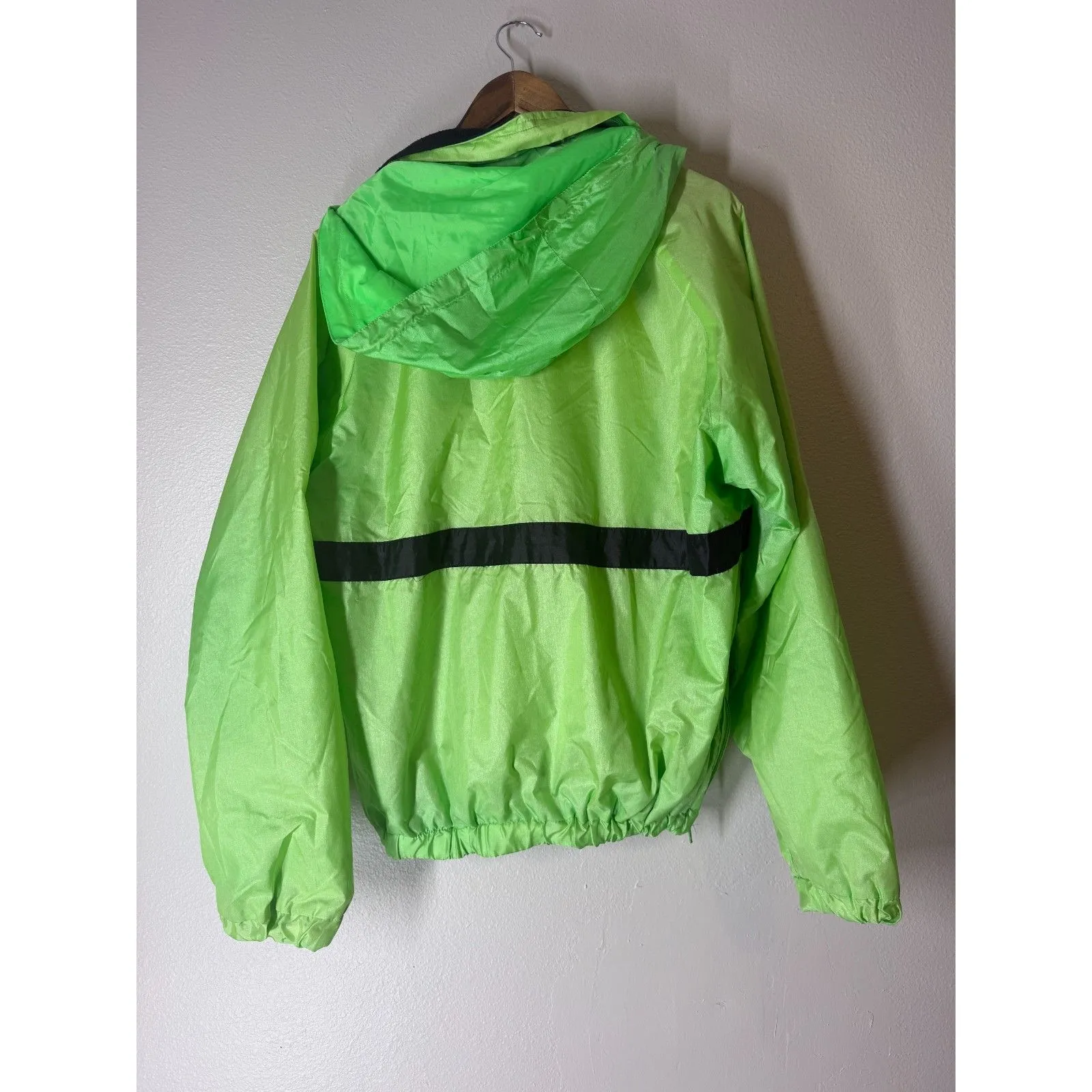 Vintage 80s Hotstuf Neon Green Wind Breaker Sz L Boxy Retro Gorpcore Disco Size L - Image 6