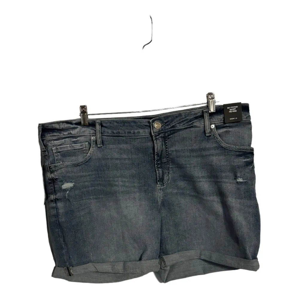 Silver Boyfriend Indigo Mid Rise Roll Cuff Denim Blue Jean Shorts Plus Size 22W - Image 3