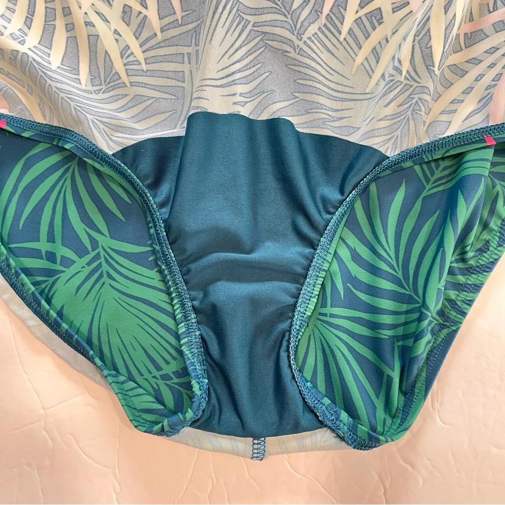 Lands End Blue Green Tropical‎ Palm Leaf One Piece Swimsuit Size 6 D - Image 11