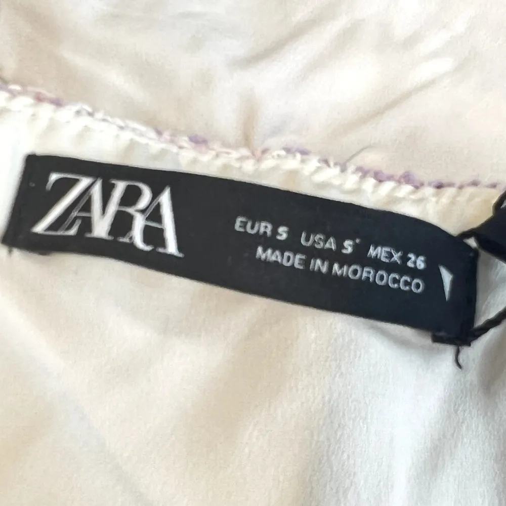 Zara Tweed Bustier Tube Top Pink Purple Size S Cropped Sweetheart Neckline - Image 4