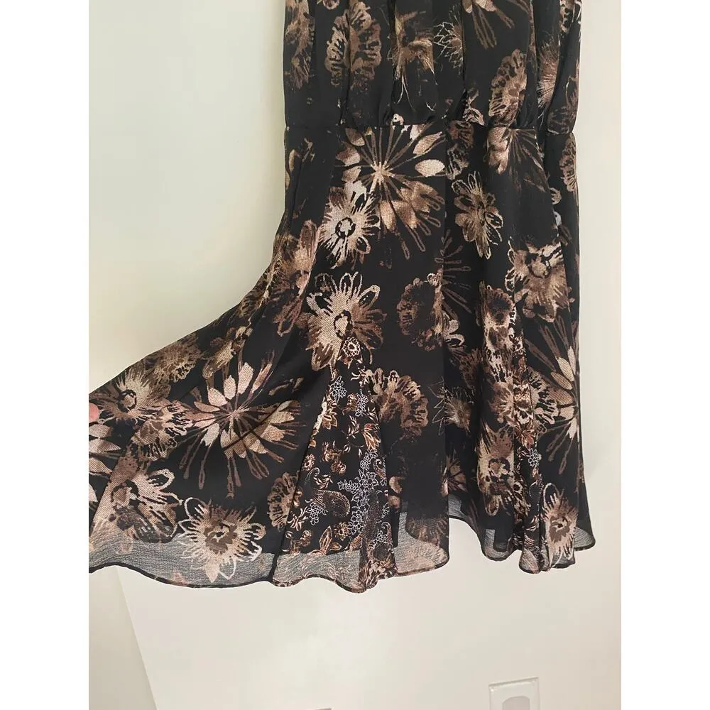 Free People Black Katerina Floral Halter Neck Mini Dress $128 EUC Revolve Large - Image 8