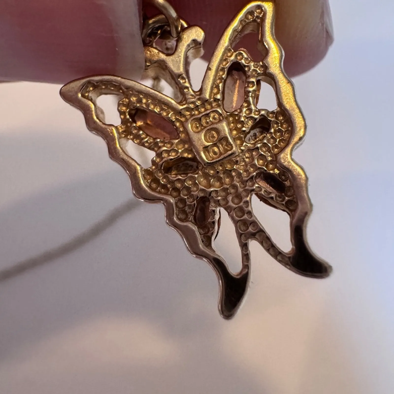 Vintage Black Hills Gold Butterfly Necklace 14k Gold Chain w/ 10k Gold Pendant - Image 3