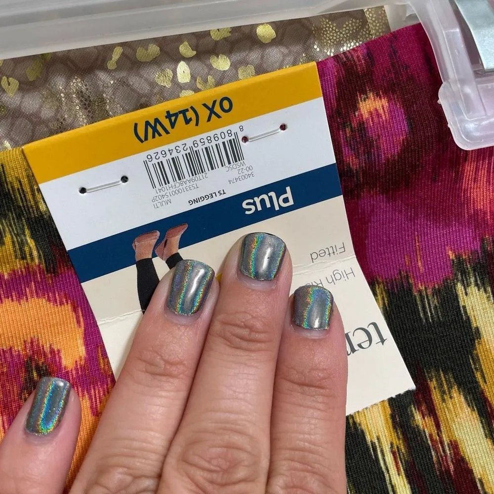 Terra & Sky  Floral Pink Green High Rise Leggings Plus 0x 14W NWT - Image 4