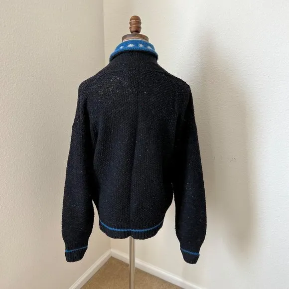 EUC Vintage Alps Sweater Pullover One Button‎ Shawl Collar women’s Med Black - Image 4