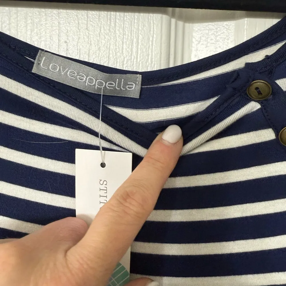 Loveappella Navy and White Striped Long Sleeve Top NWT - Image 10