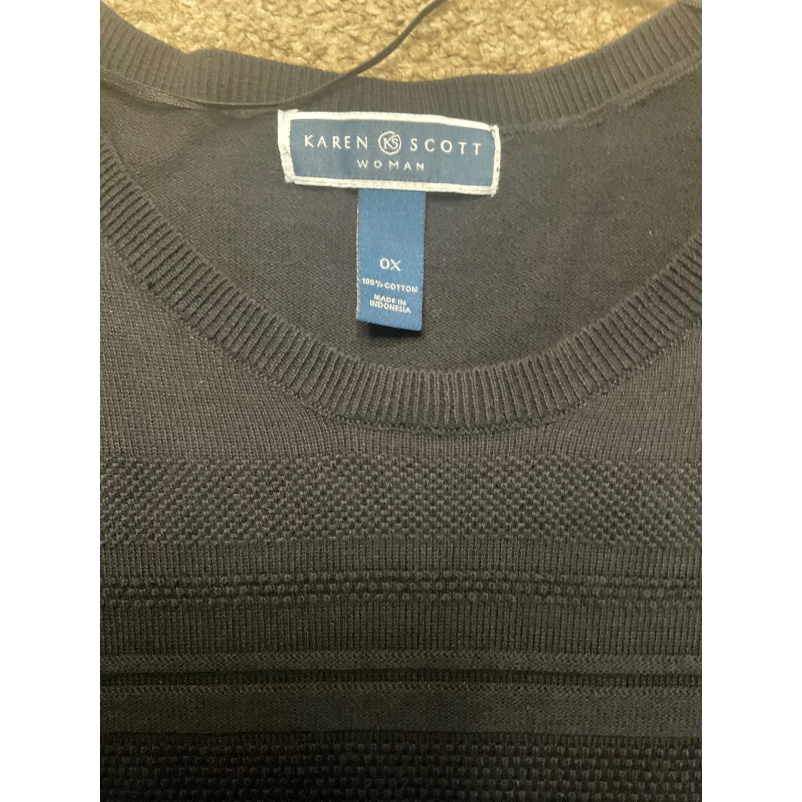 Karen Scott‎ Woman Black Crew Neck Long Sleeve Knit Top Plus Size 0X - Image 3
