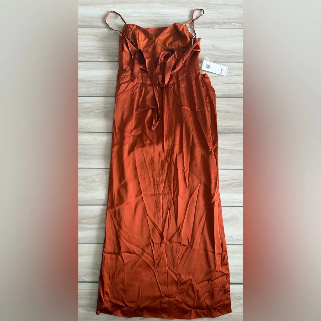 Azazie Mai Sheath Pleated Stretch Satin Dress Orange Size 12 NWT IN PACKAGE - Image 9