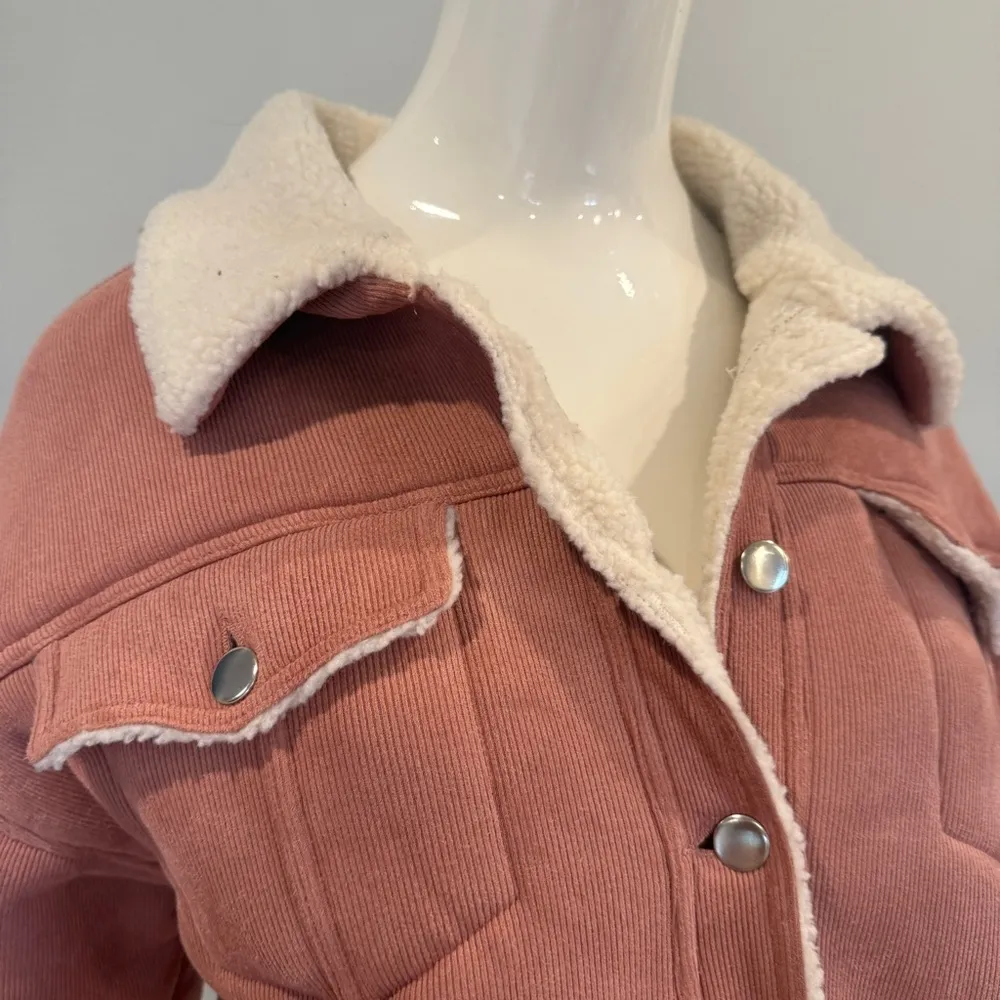Etophe Studios Pink Corduroy Jacket with Sherpa Lining - Image 3