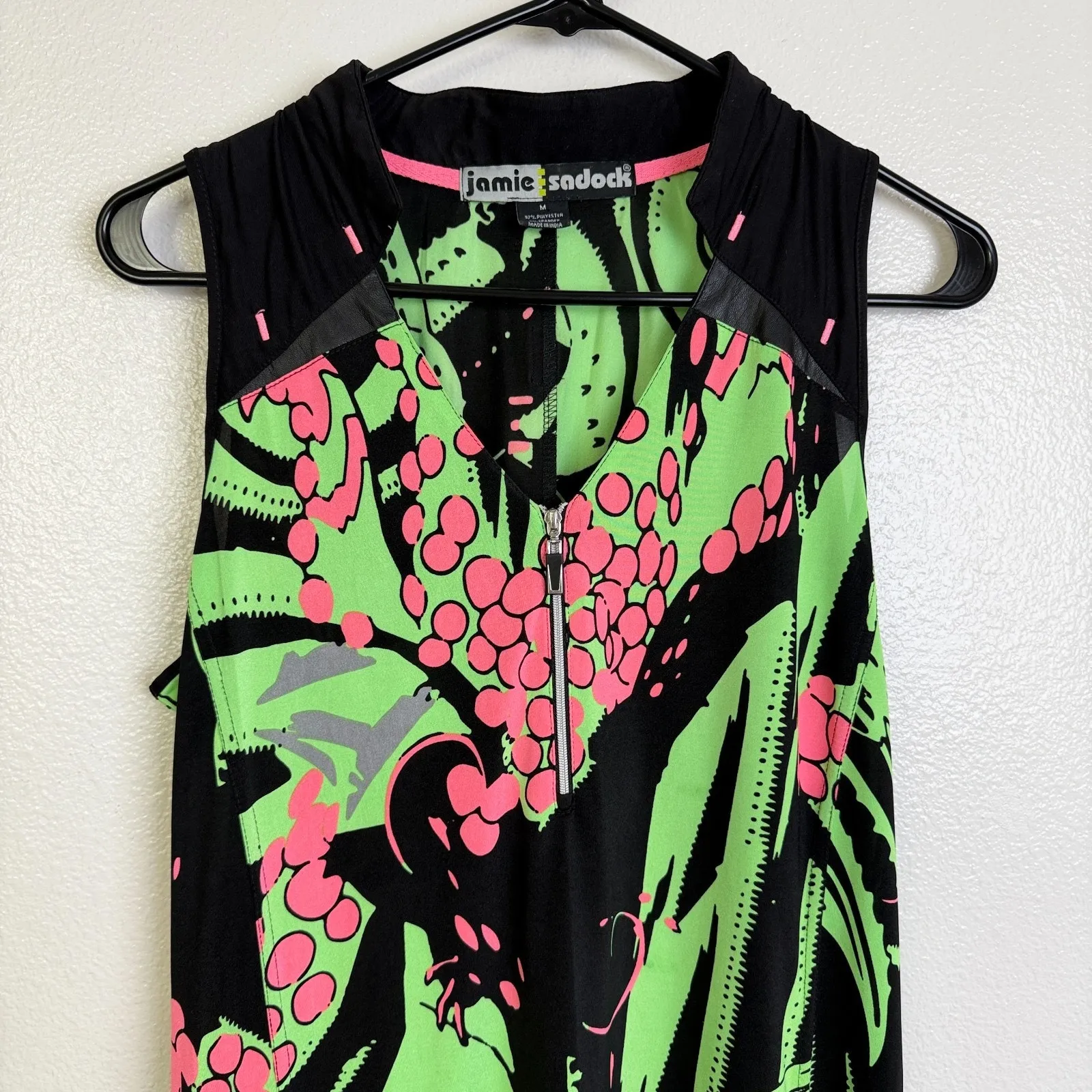 Jamie Sadock Dress Medium Green Sleeveless Graphic Tentacle Tennis Sport Sign * - Image 4