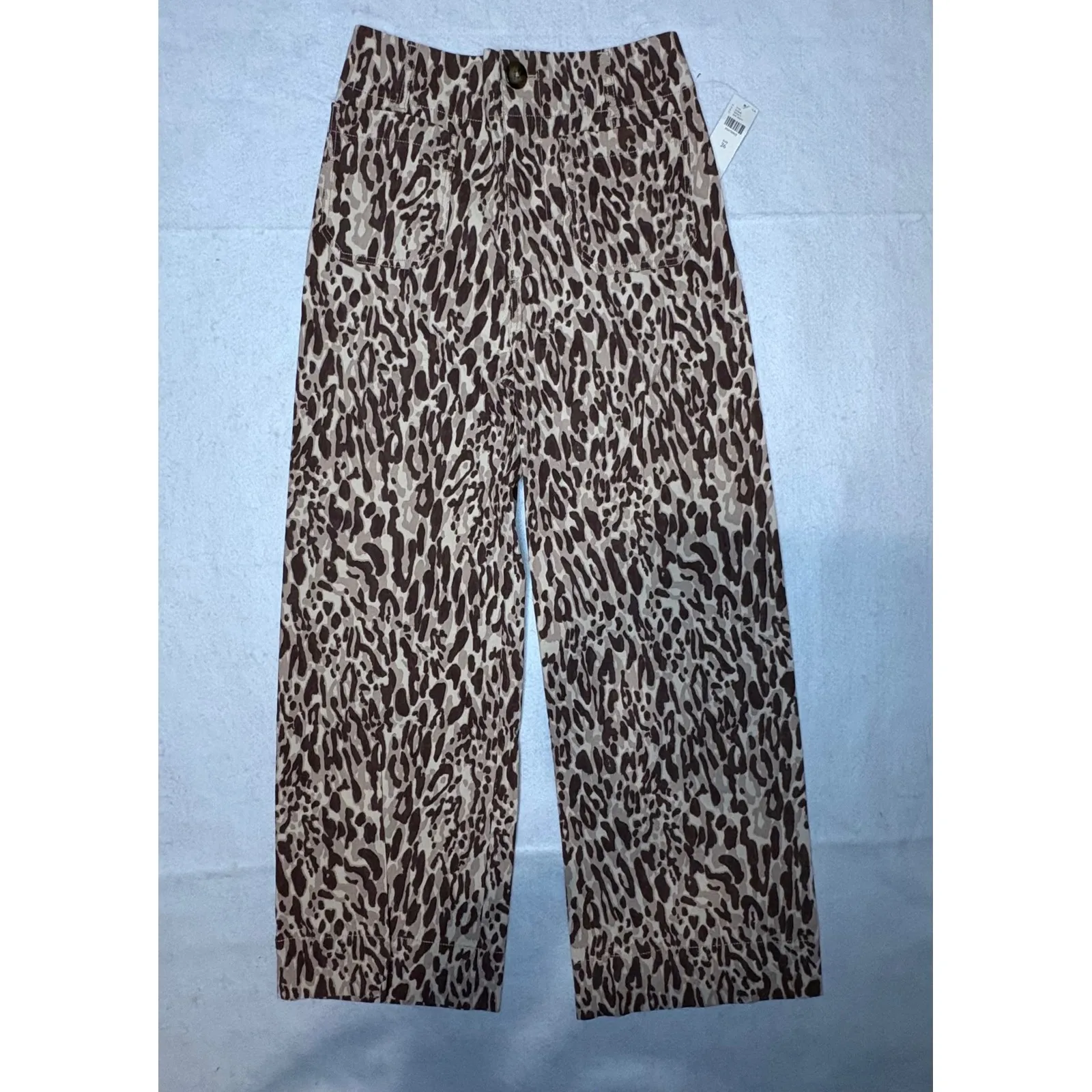 Maeve Colette animal print brown magic fabric crop Wide Leg Pants Anthropologie - Image 4