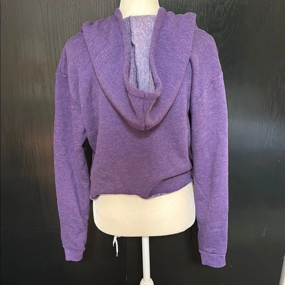 Purple TCU Horned Frogs Women's Hoodie.  Cropped.  Fleece. Size Small. - Image 3