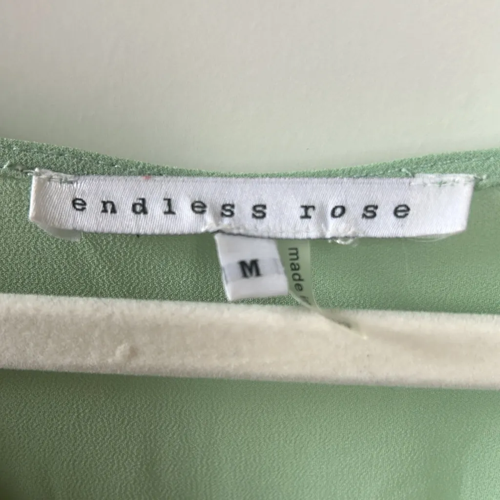 Endless Rose V-Neck Chiffon Romper in Light Green Size Medium Gently Used - Image 3