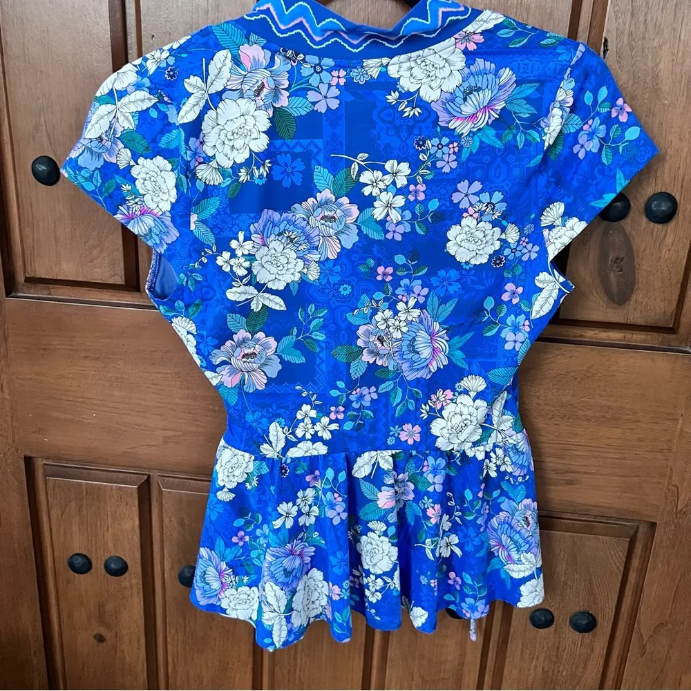 NEW! Johnny Was BLUE DOVE TANKINI WRAP‎ Swim Top Small - Image 3