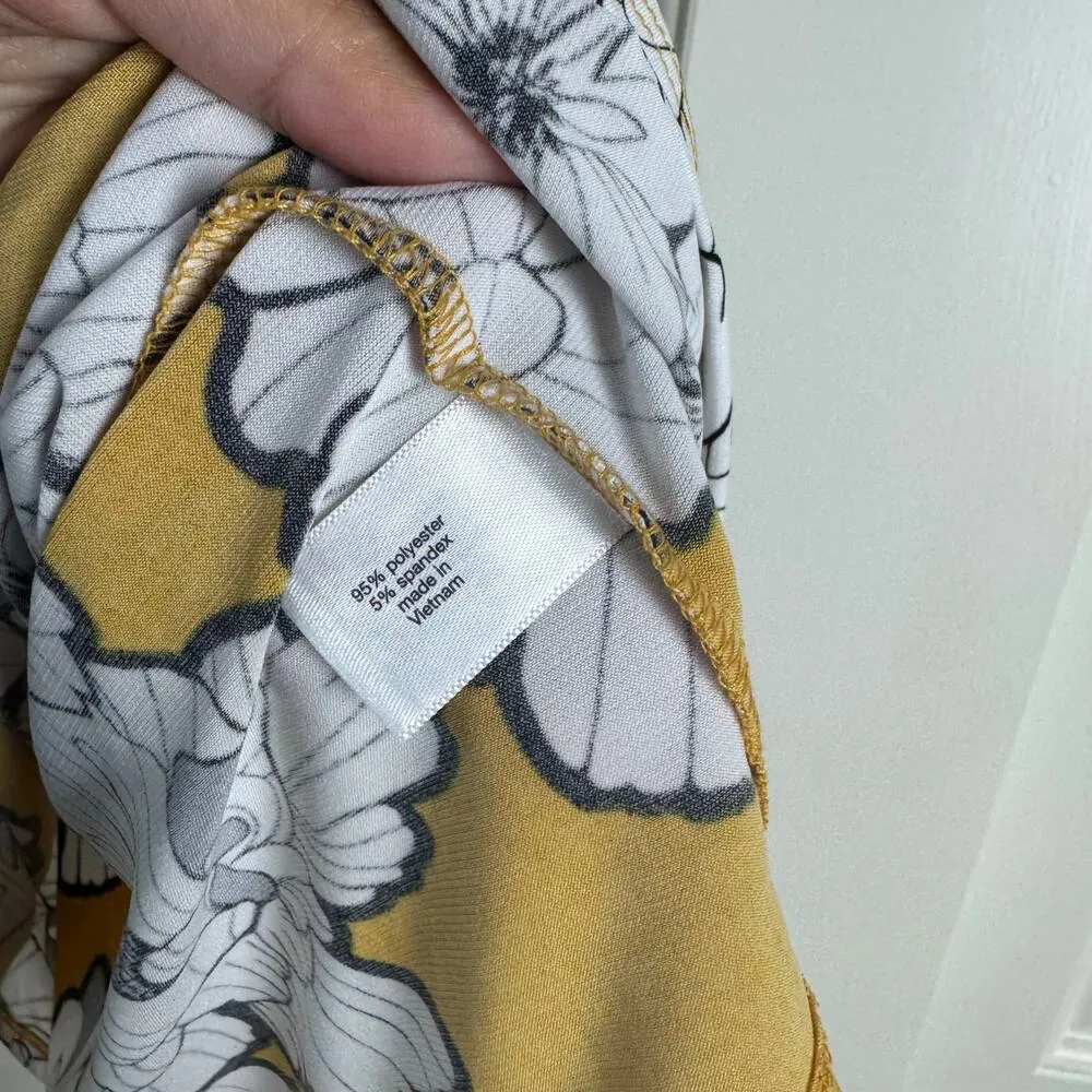 Lane Bryant Yellow Floral Cowl Neck Blouse NWT 26/28 - Image 4