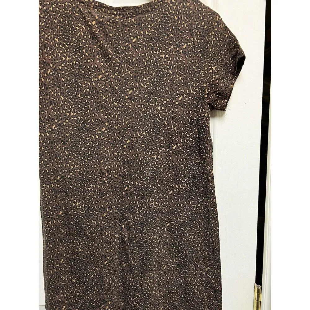 Social Standard By Sanctuary Cheetah Dress Size Small Brown Short Sleeve‎ 0151 - Image 5