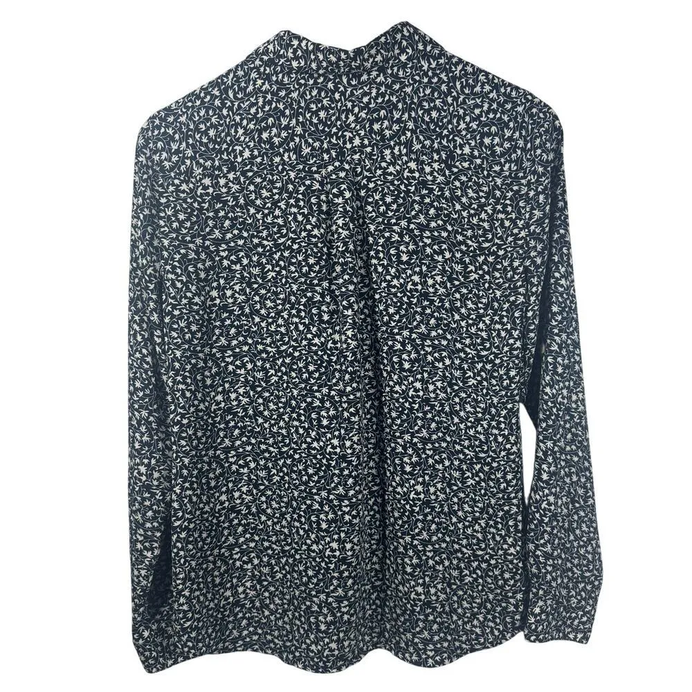 Ann Taylor LOFT Top Women Size S Blue Long Sleeve Roll Tab Sleeve Career Work - Image 2