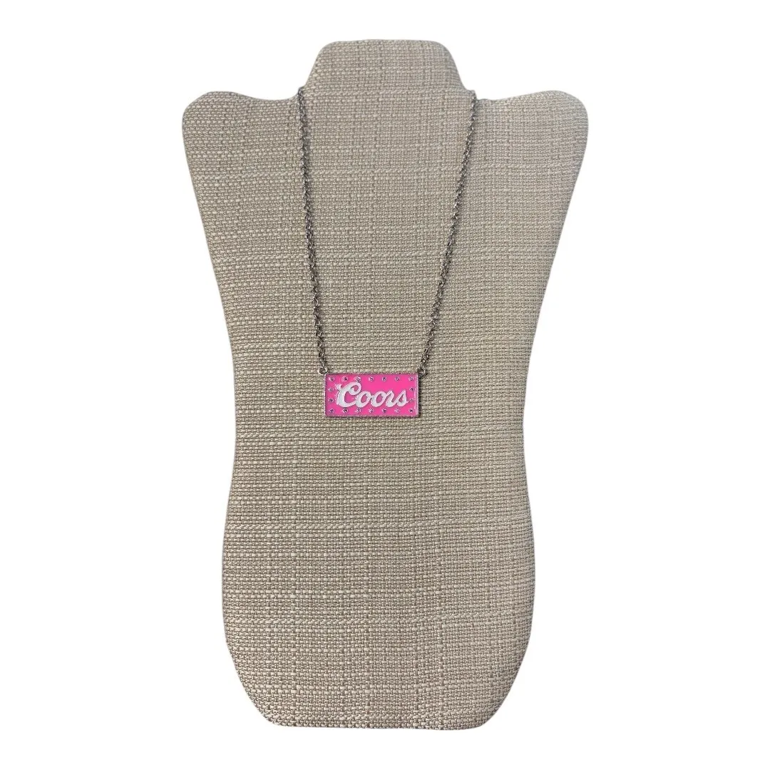 Coors Pink Necklace Rhinestone Accent Beer Lover Gift Jewelry 18"‎ - Image 2