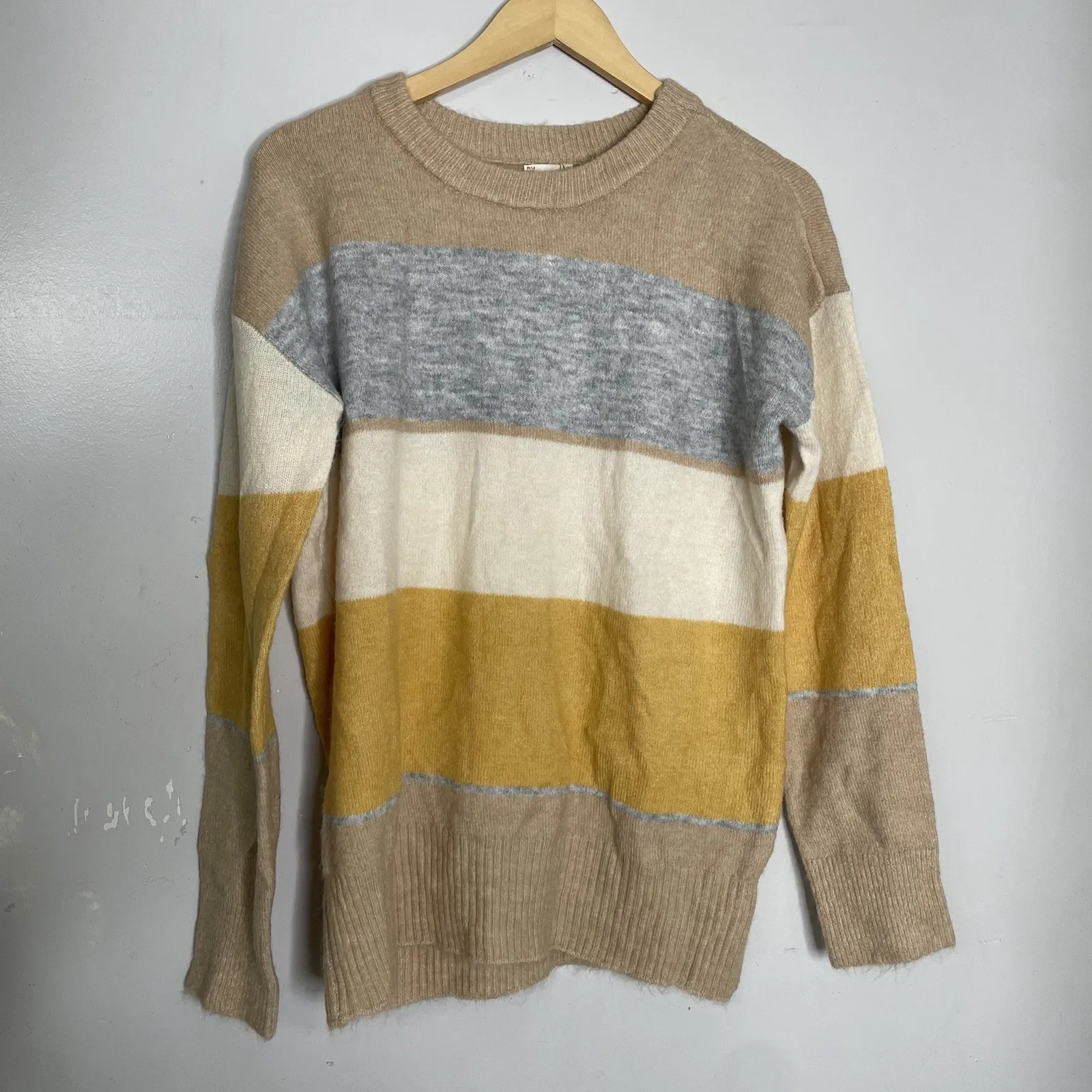 Hem & Thread  Women's Soft Lightweight Colorblock Striped Sweater L - Image 2