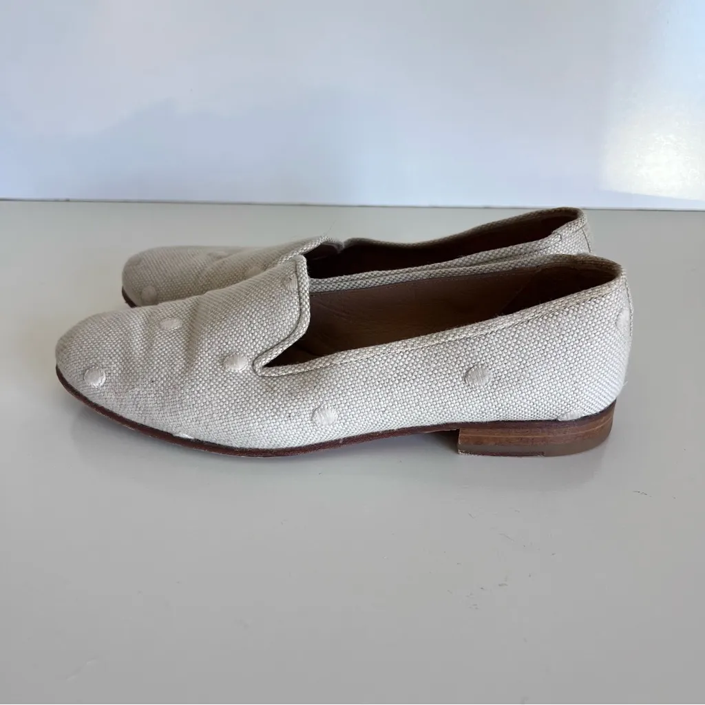 Stubbs and Wootton Women's Canvas Embroidered Cream Loafers Size 6 - Image 3