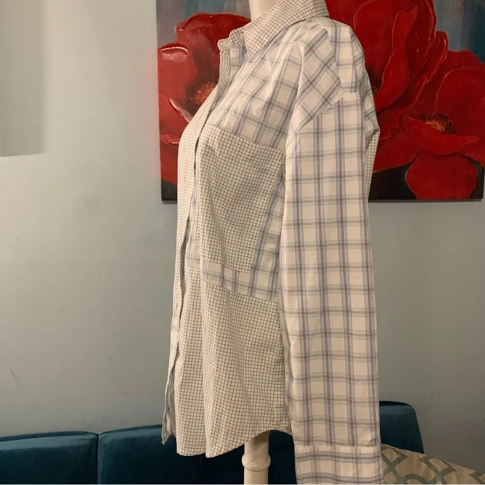 Abercrombie & Fitch Plaid Patchwork Button Down Shirt Top Oversized Size XS EUC - Image 3