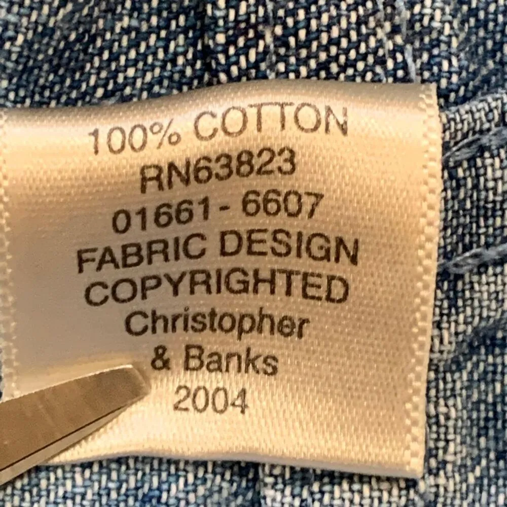 Vintage Christopher & Banks Denim Shirt Jacket Chambray Patriotic Americana Blue Size M - Image 9