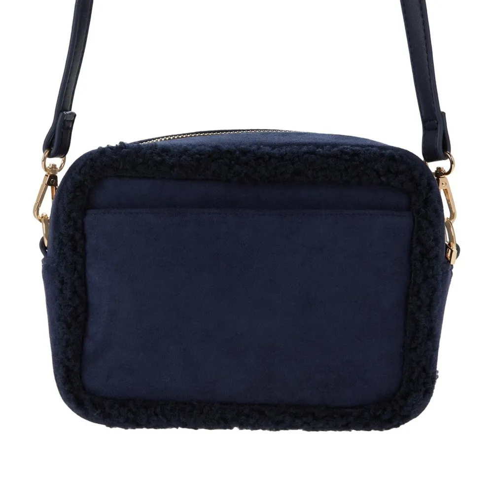 New BEARPAW Women's Faux Suede Shearling‎ Trim Crossbody Camera Handbag - Image 3