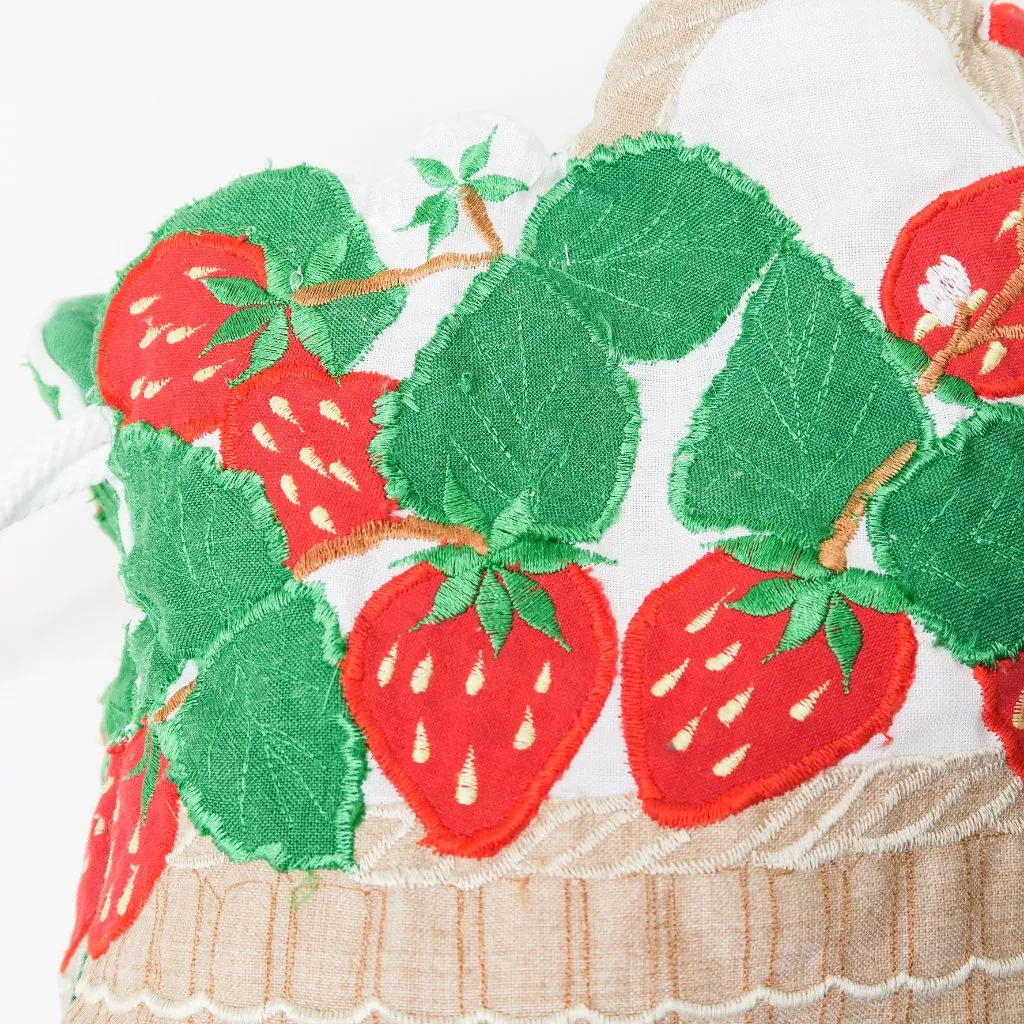 Vintage 80s Strawberry Basket Drawstring Bag Red - Image 5