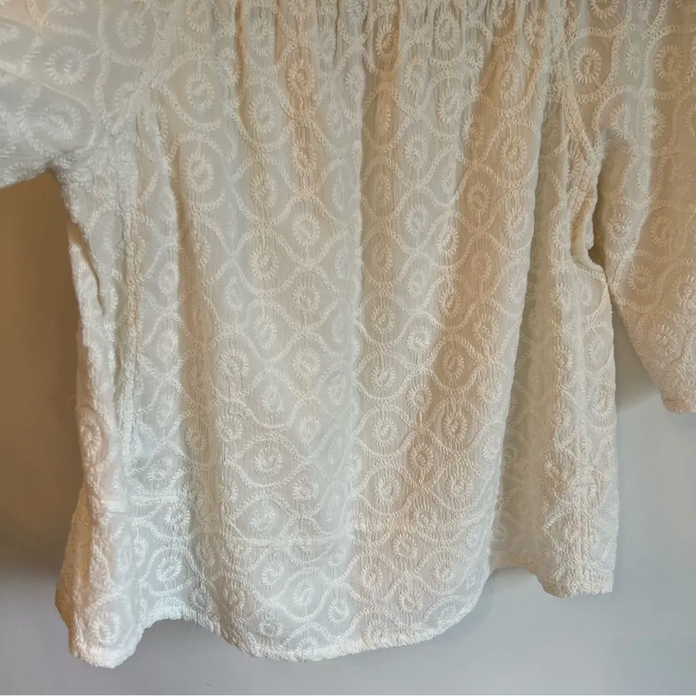 Current / Elliott Dirty White Embroidery Off the Shoulder Top - Image 9