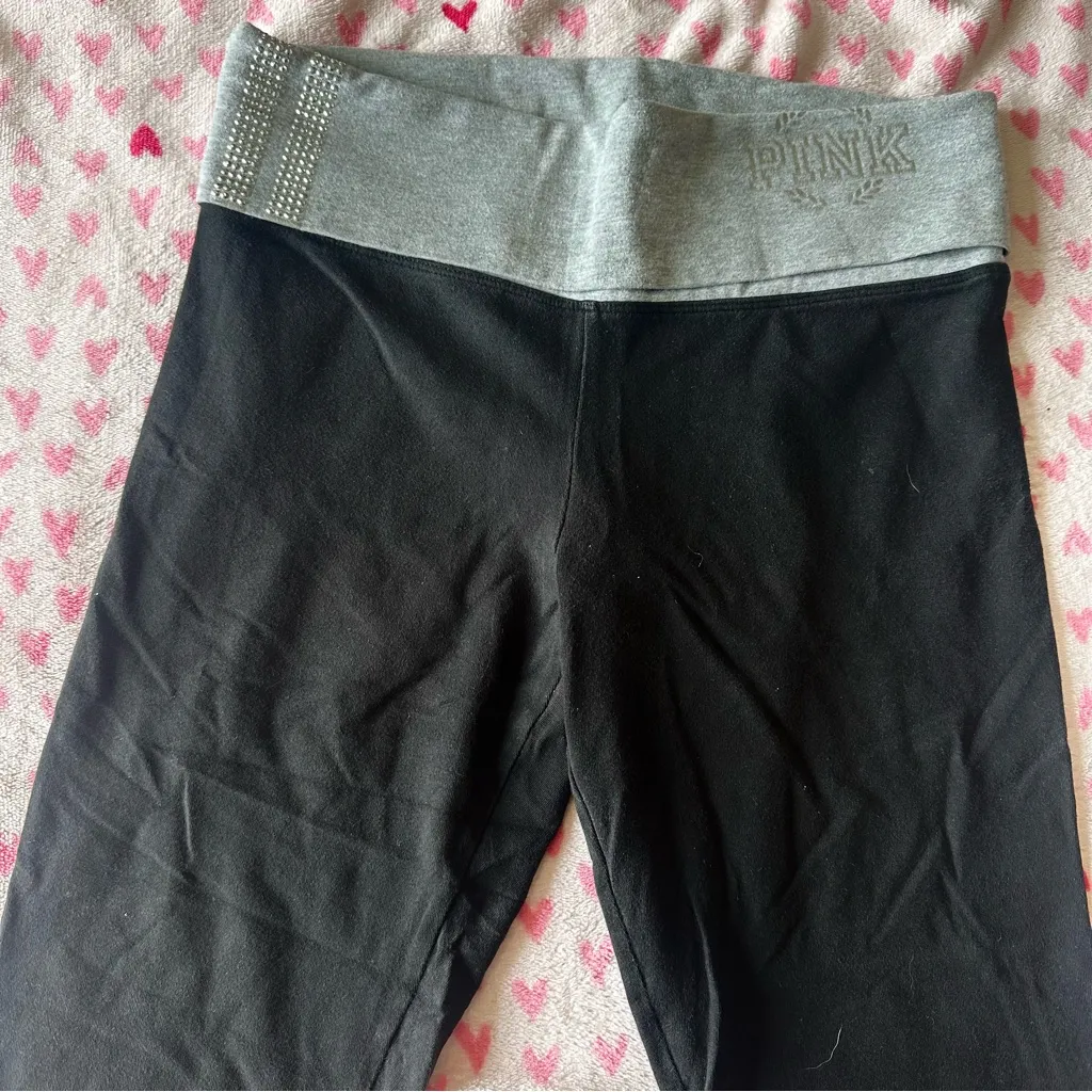 PINK Bling Cropped Fold Over Leggings! - Image 2