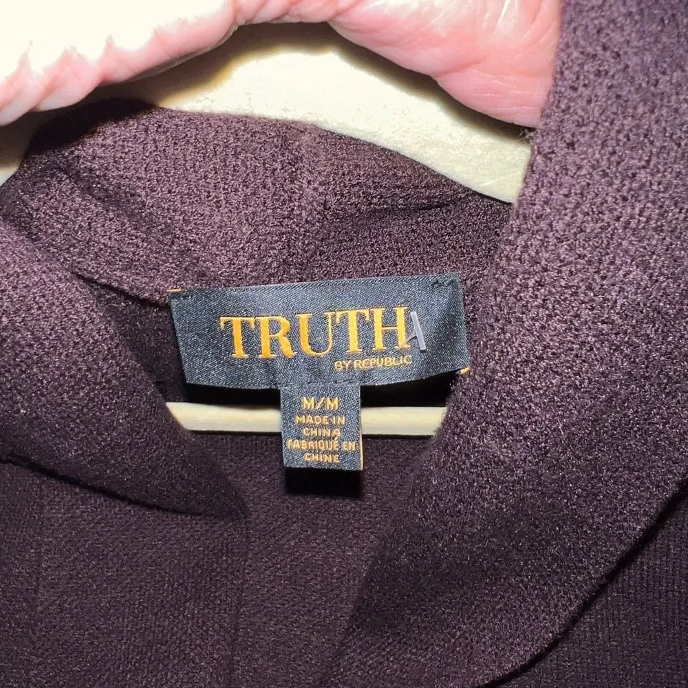 Truth by Republic Womens M Brown Cardigan Coat Shawl Collar Pockets Duster
Heavy Size M - Image 7