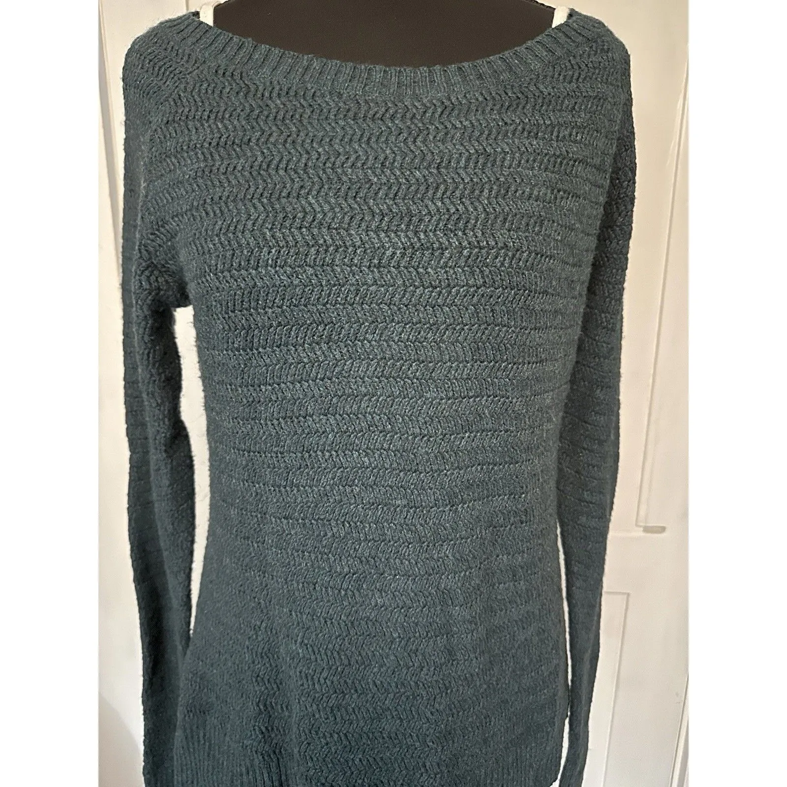 Ann Taylor LOFT Casual Crewneck Knit Sweater Teal Blue Green Woman’s Size M - Image 3