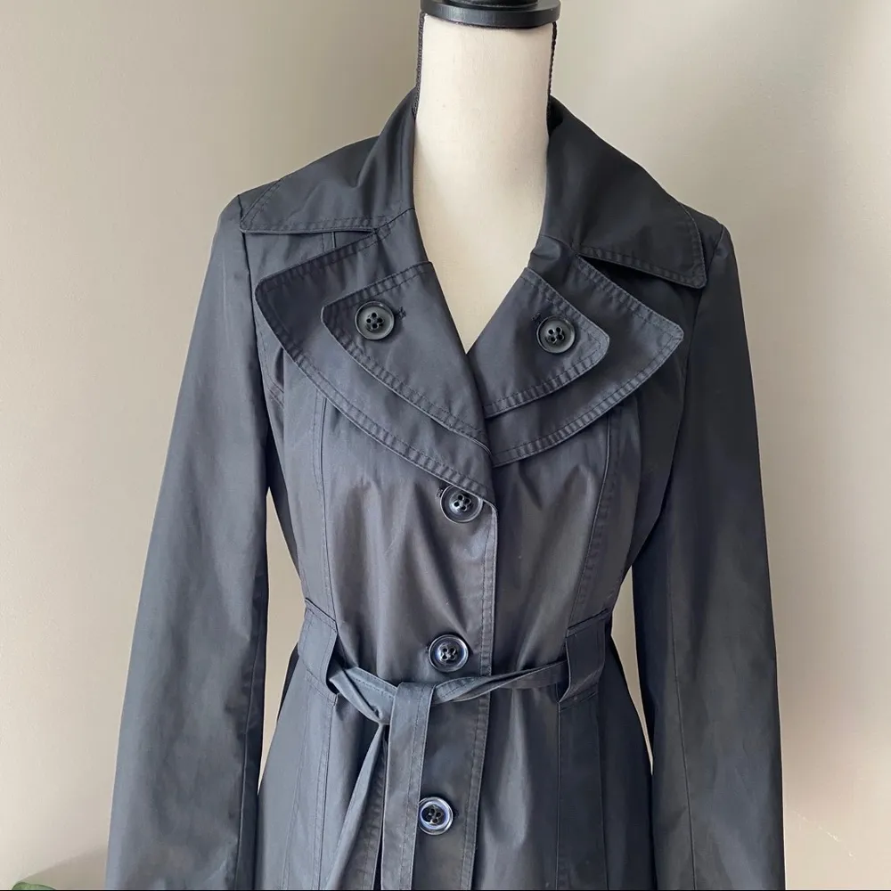 Croft & Barrow Trench Coat Black Sz Small - Image 2