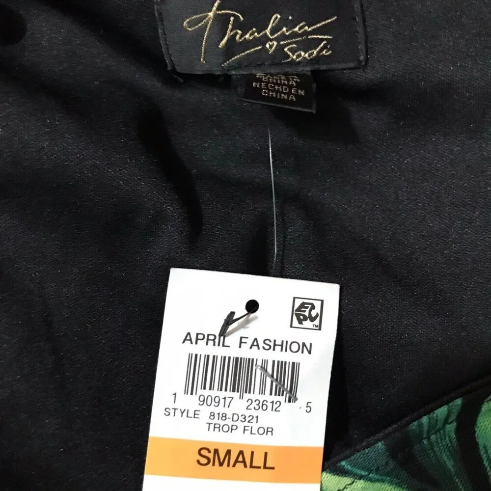 THALIA SODI Black Floral Faux-Wrap Ruffled Dress NWT SMALL - Image 10