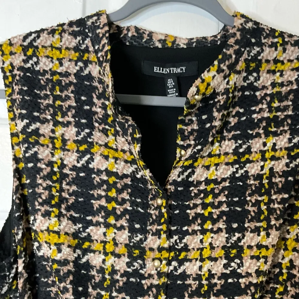 , Black Tweed Plaid Sleeveless Mini Dress, Women’s Size Large - Image 4