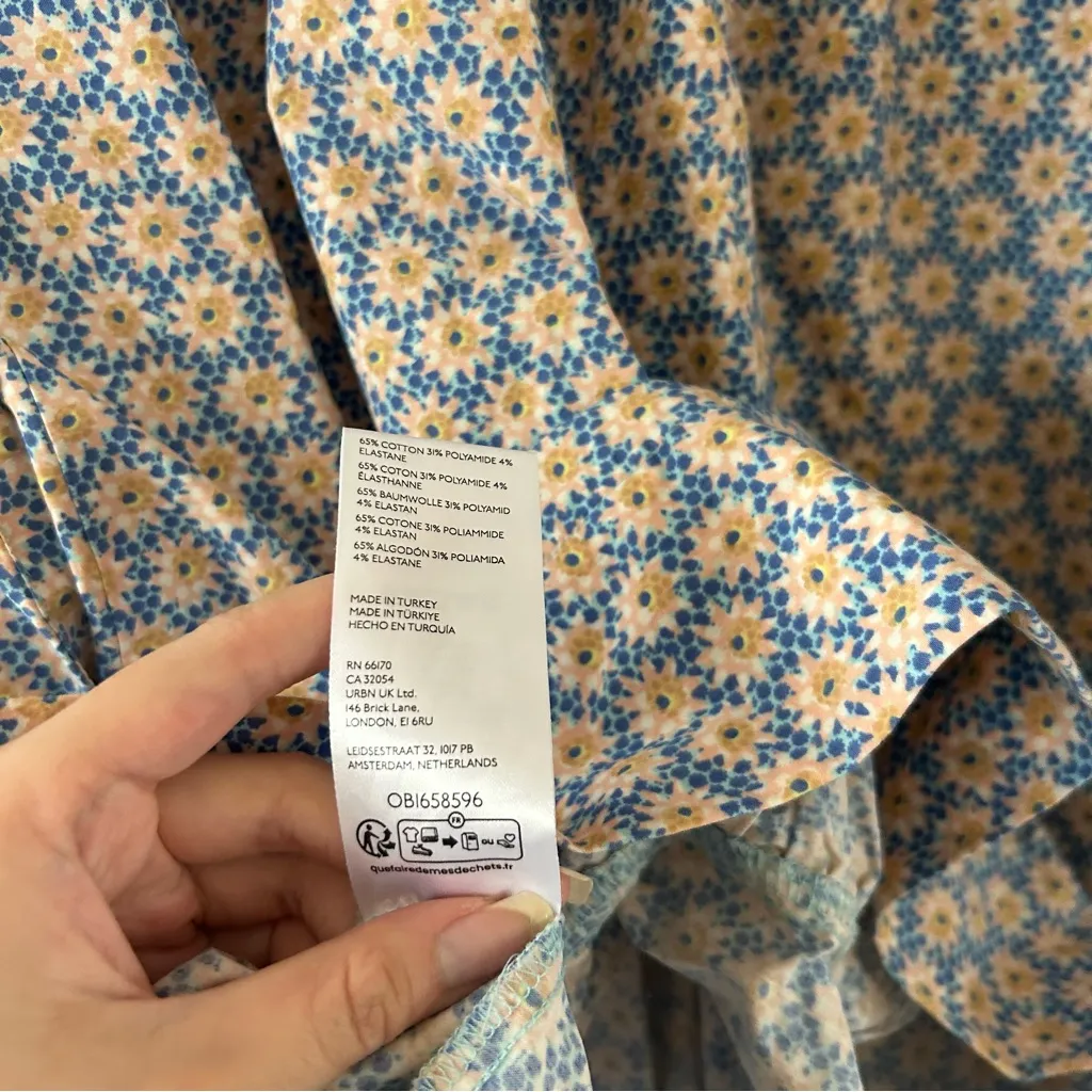 Anthropologie Floral Daisy Ruffle Sleeve Mini Dress Size L - Image 5