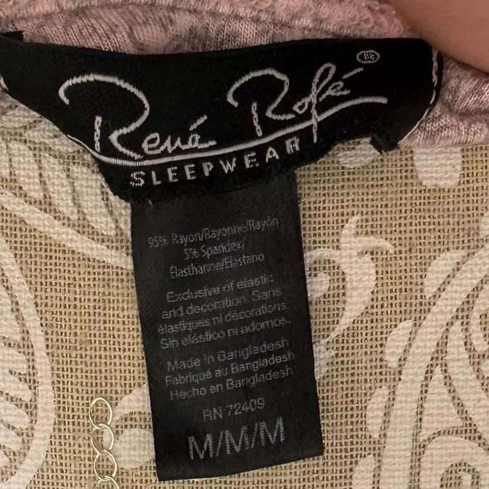 René Rofé Sleepwear Top Medium Pink Lace Trim Bow Y2K Fairycore Loungewear Tee - Image 5