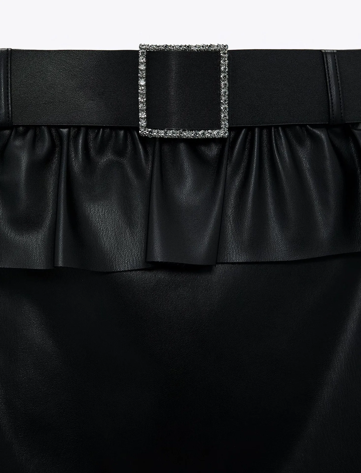 Black Belted Faux Leather Mini Skirt - Image 7