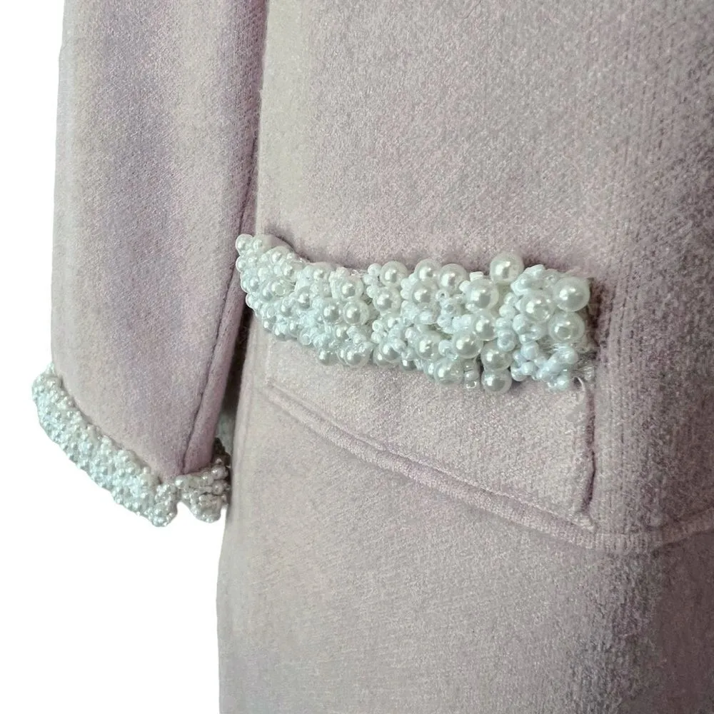 Bognar Blu Made in Italy legally blonde pink knit dress with pearl embroidery Size M - Image 4