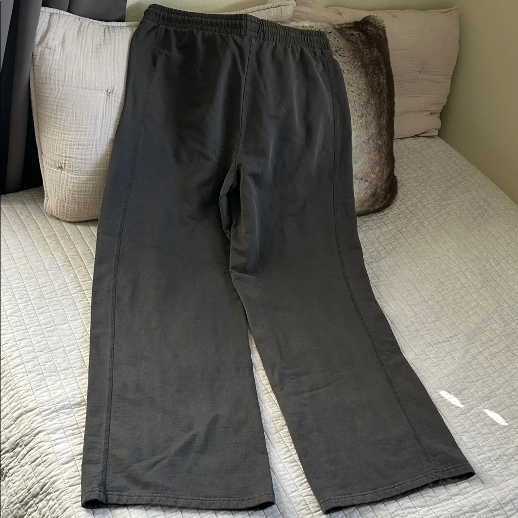 Angel kiss washed gray cotton boho comfy lounge pull on wide leg pant L - Image 9