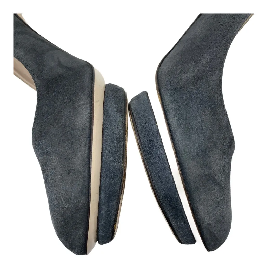 Chuckies Blue Suede High Heel Shoes Platform Pumps Women's Size EU 38.5 US‎ 8.5 - Image 5