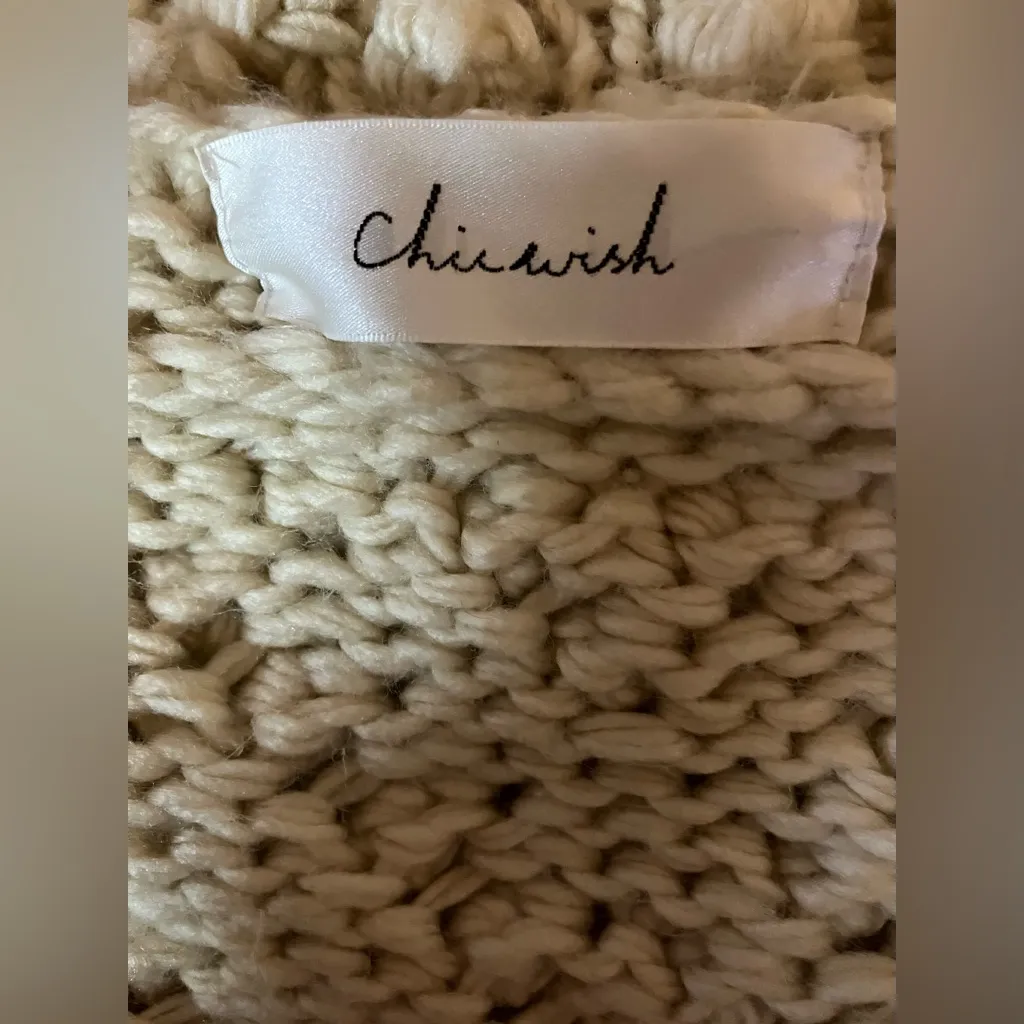 Chicwish Womens soft heart shaped balls Thick open Cardigan Sweater ivory cream - Image 16