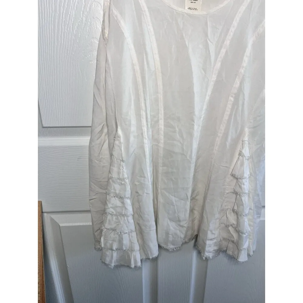 Intimately Free People Ruffle Long Tunic Mini Dress Tank Cream Size XS Boho - Image 3