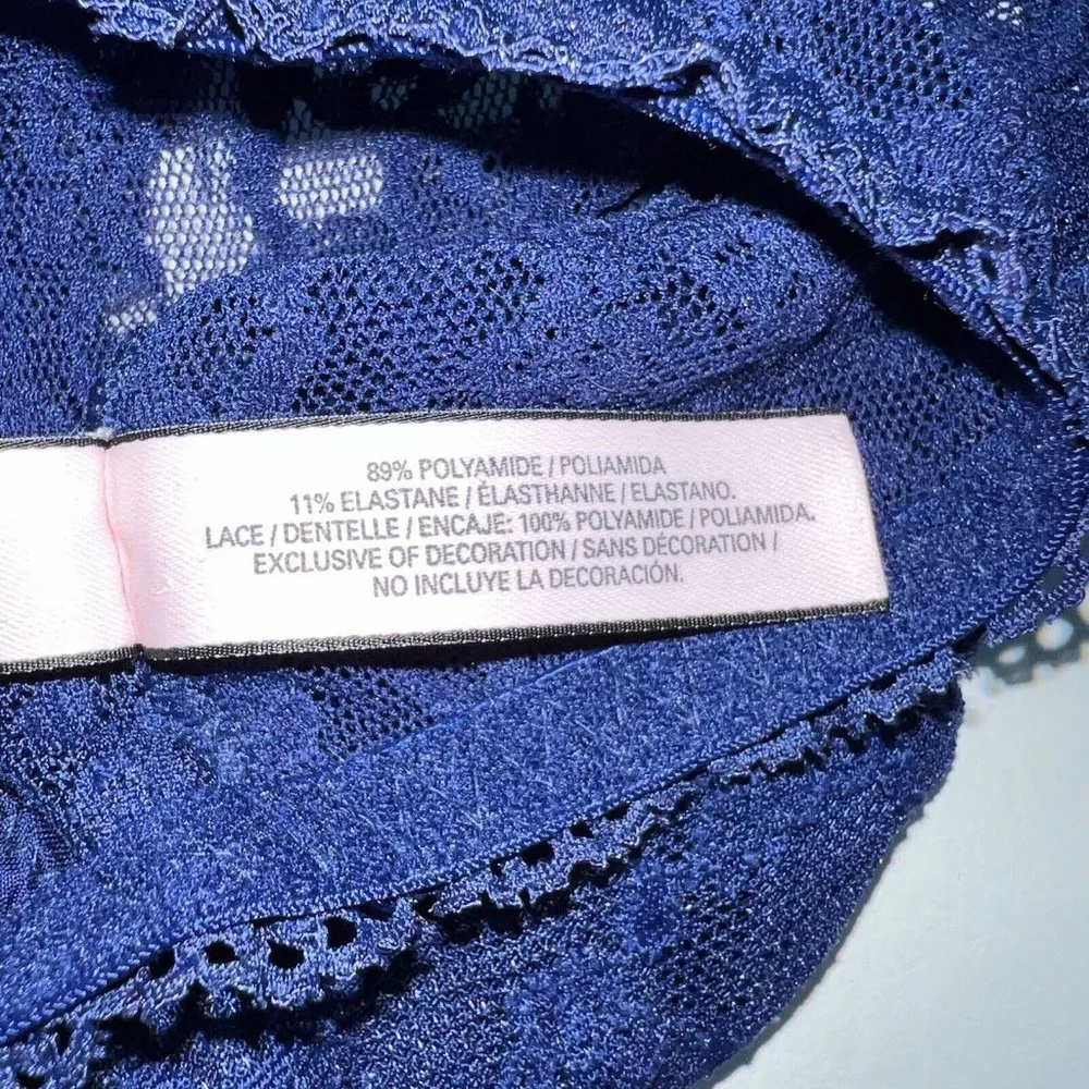 Victorias Secret Womens Lace Bralette Size XS Blue Lined NO Padding - Image 5